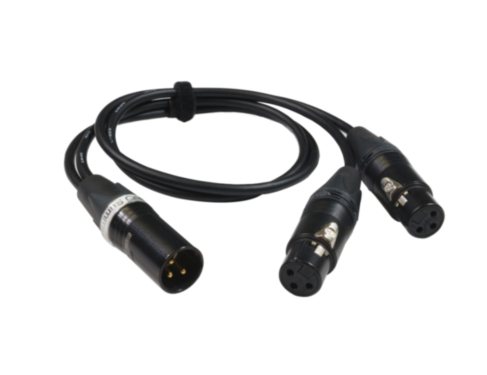 Audio mono split cable, 2x XLR3F / XLR3M, 30cm