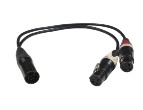 Audio stereo split cable, XLR5M / 2x XLR3F, 30 cm