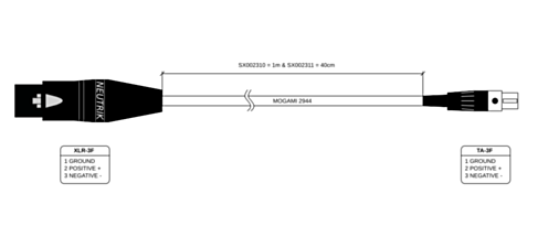 SONOSAX input cable, XLR3F to TA3F, 40cm